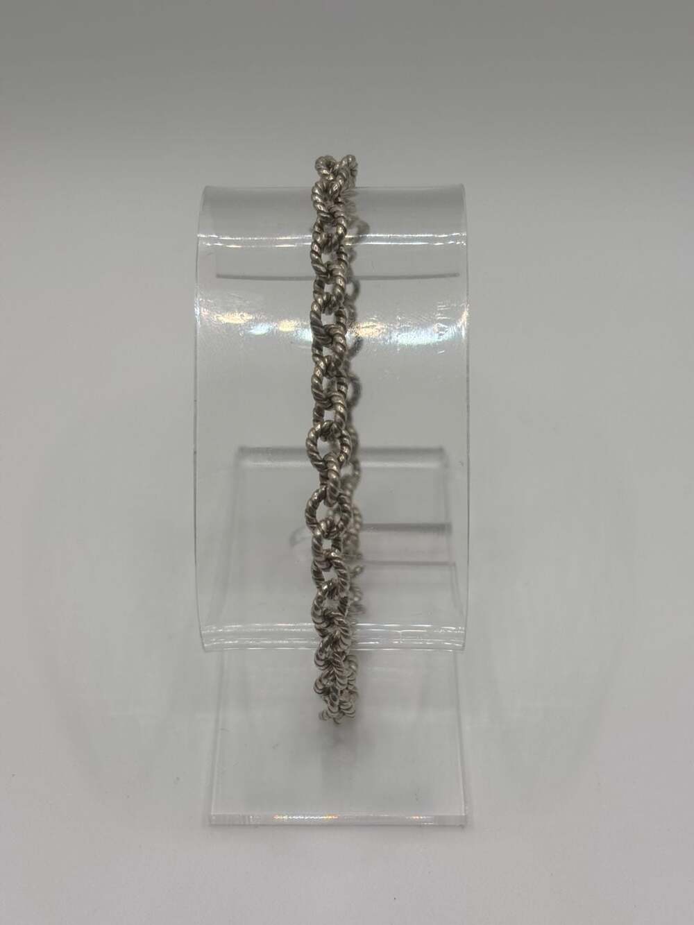 Sterling Silver 925 Twisted Rope Link Chain Bracelet 7.5 Inch